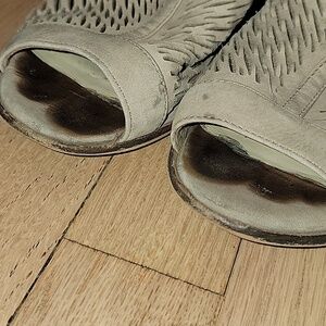 Well Loved Taupe Peep-Toe Cutout Heels